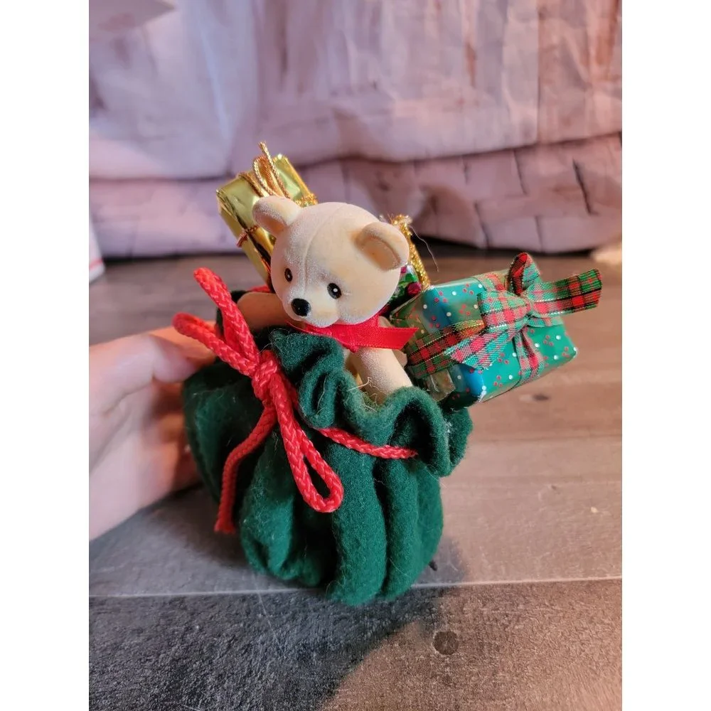 Teddy bear present Santa sack decor‎ figure xmas